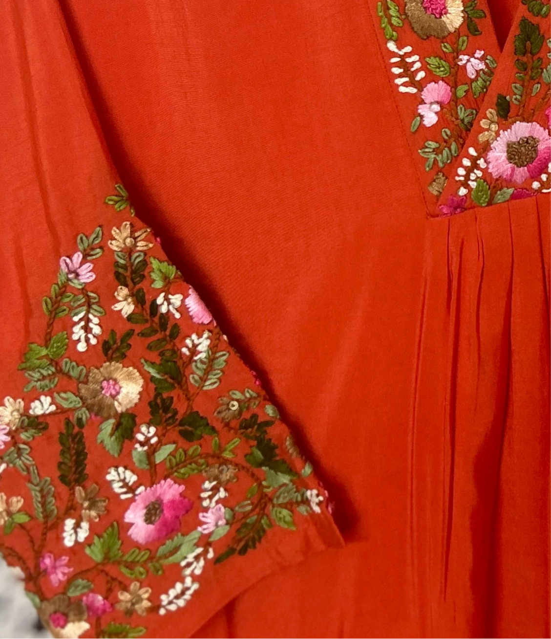 Orange Dola Silk Thread Work 3 piece suit