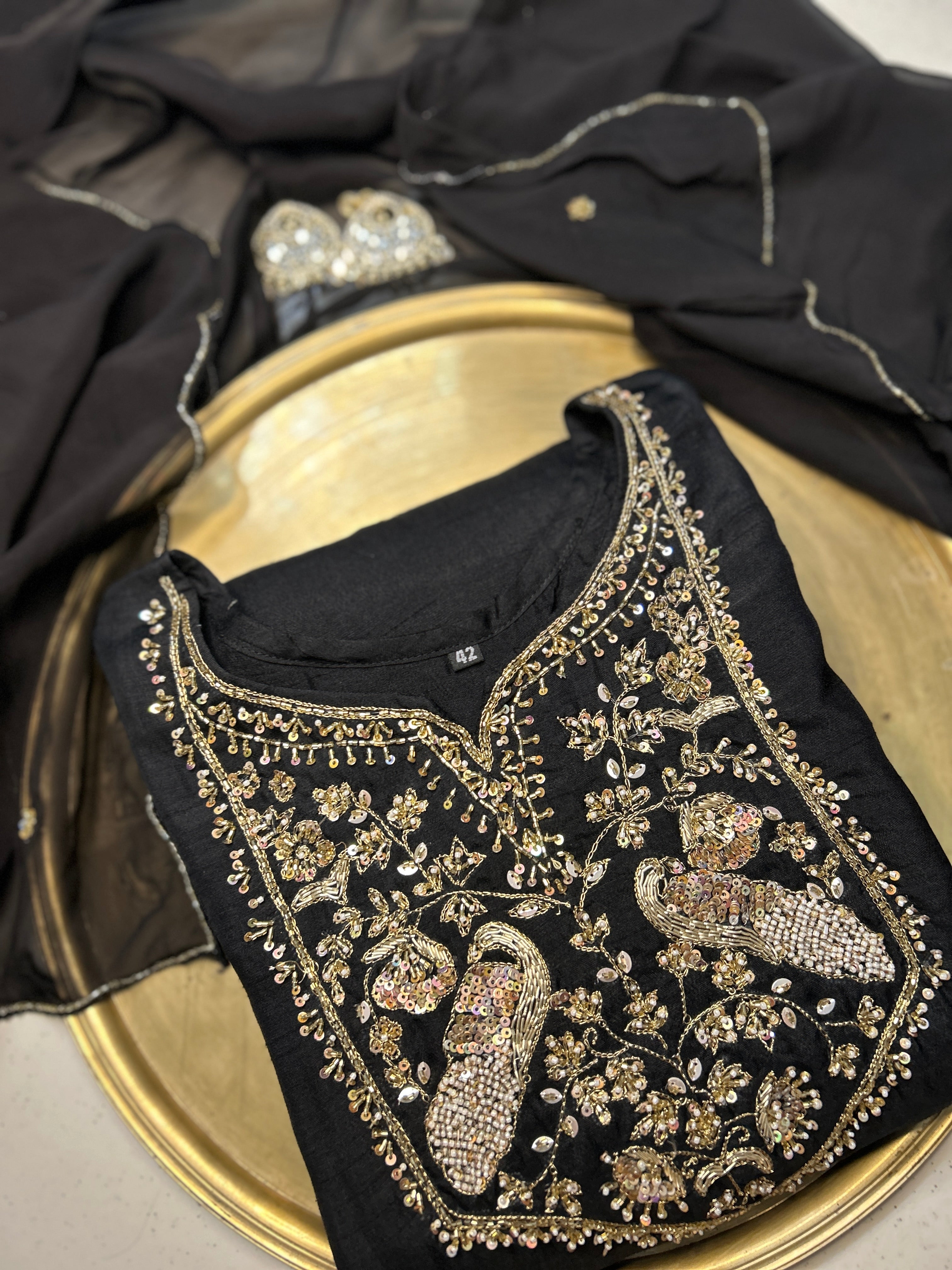 Black Dola Silk 3 piece Suit