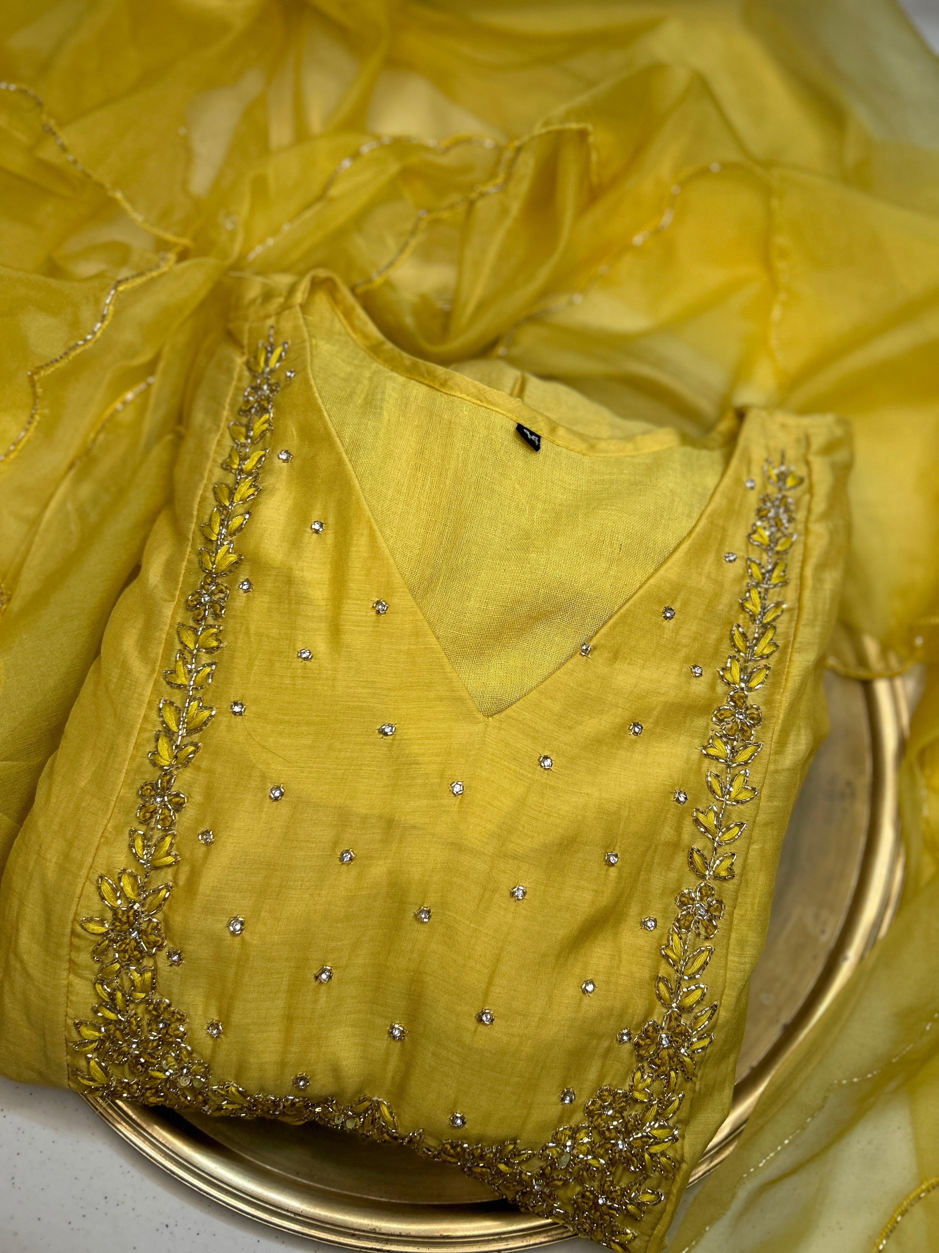 Mul Chanderi Anarkali 3 Piece Suit