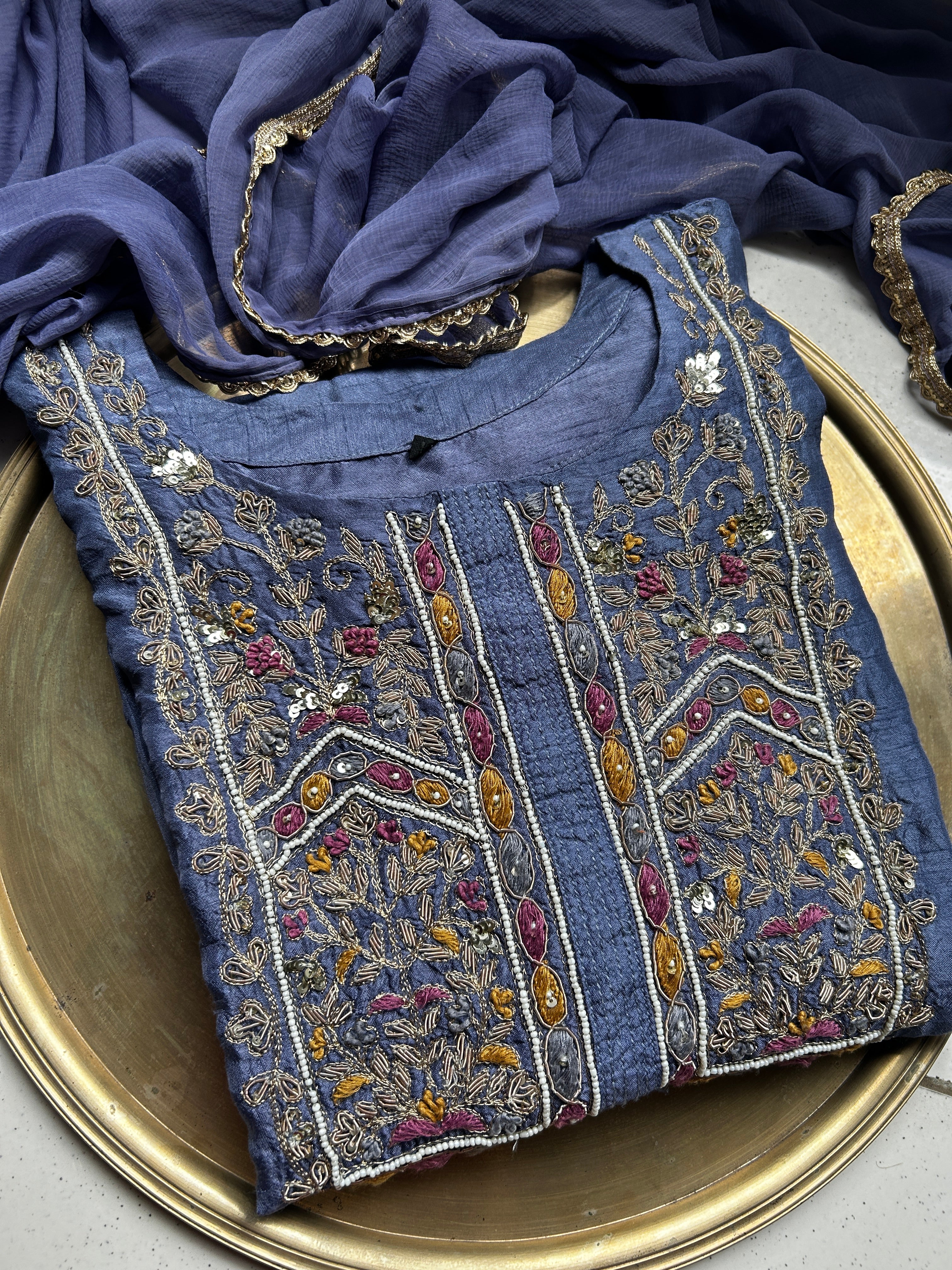 Midnight Blue Kurti 3 Piece Suit