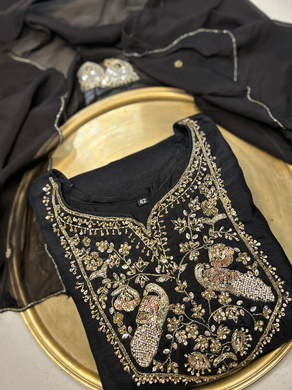 Black Dola Silk 3 piece Suit