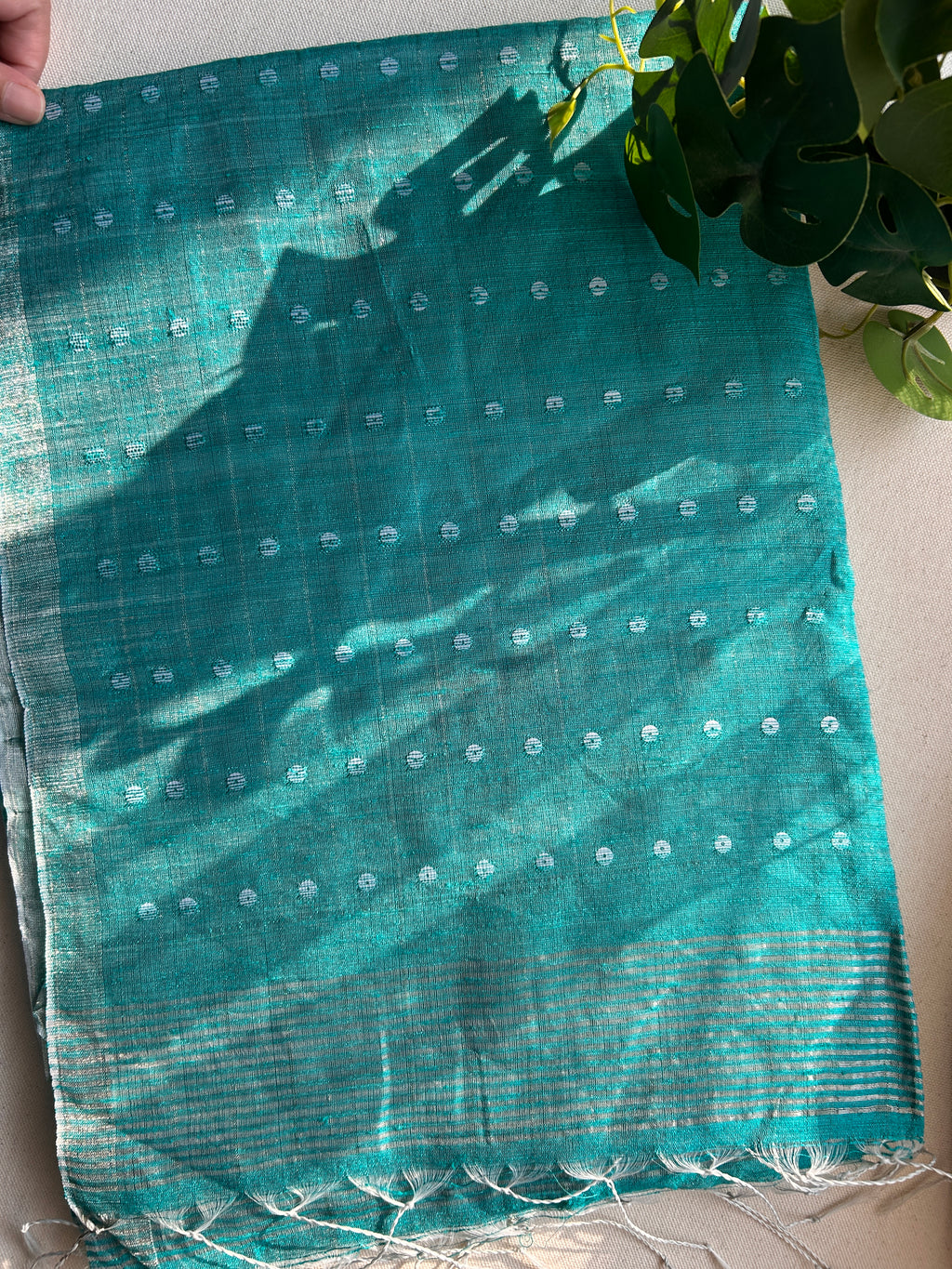Handloom Sea Blue Matka Muslin Saree