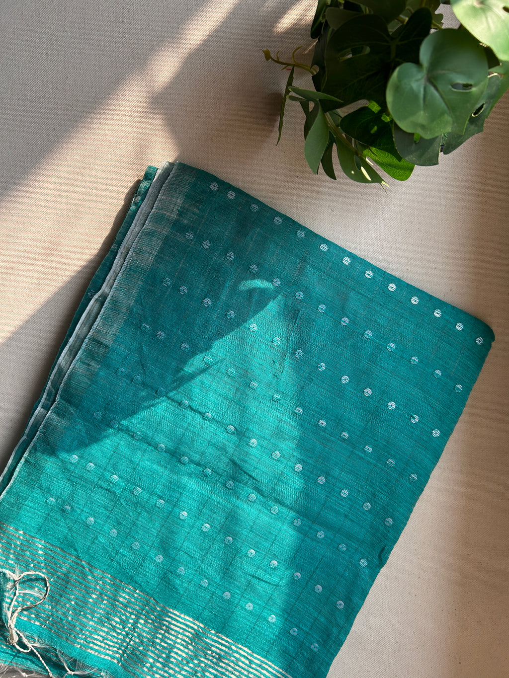 Handloom Sea Blue Matka Muslin Saree