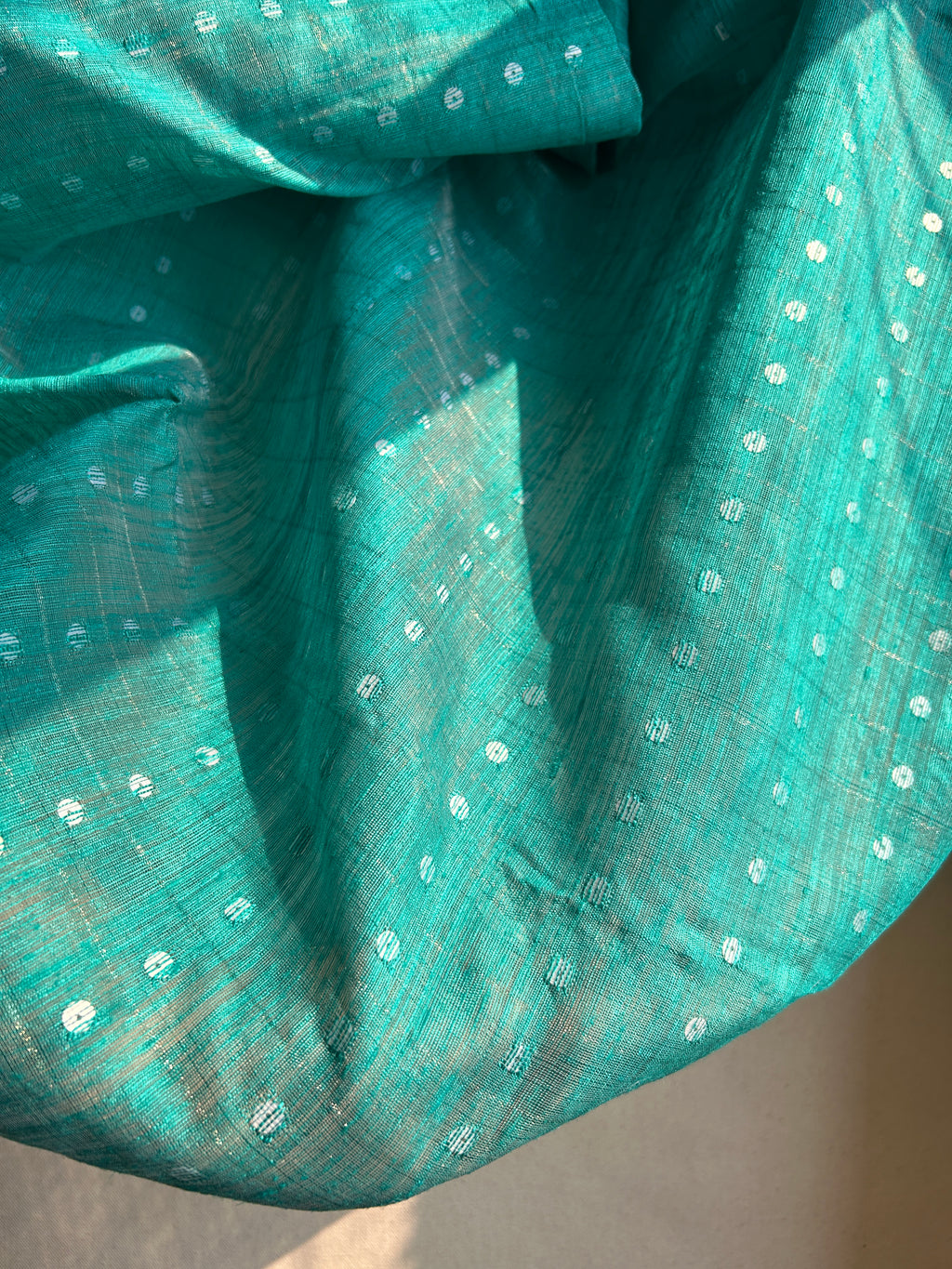 Handloom Sea Blue Matka Muslin Saree