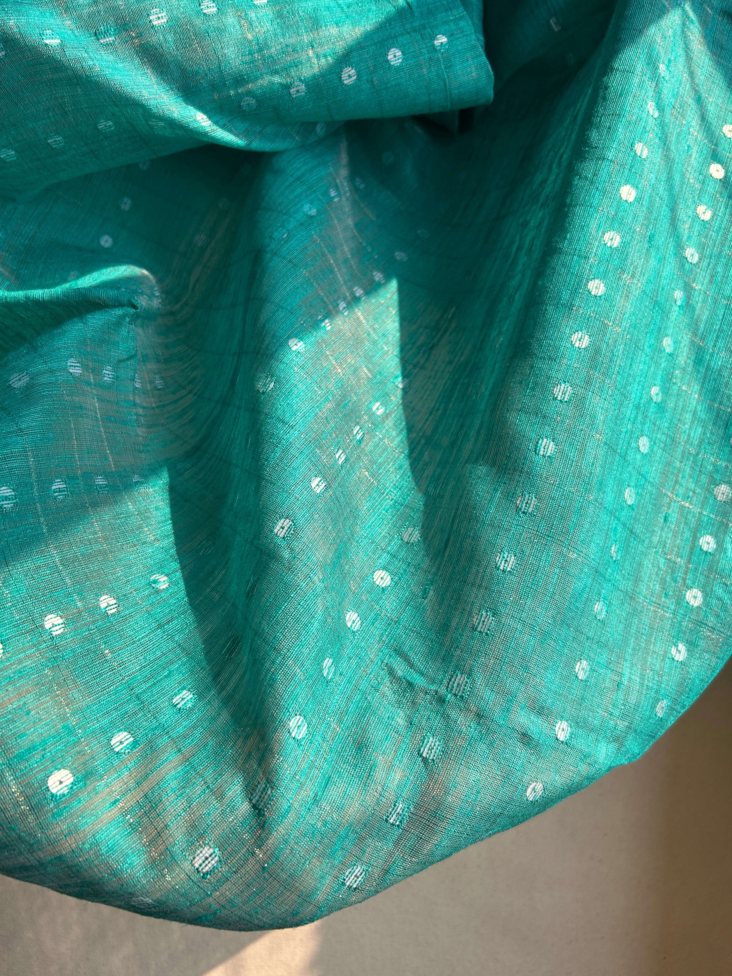 Handloom Sea Blue Matka Muslin Saree