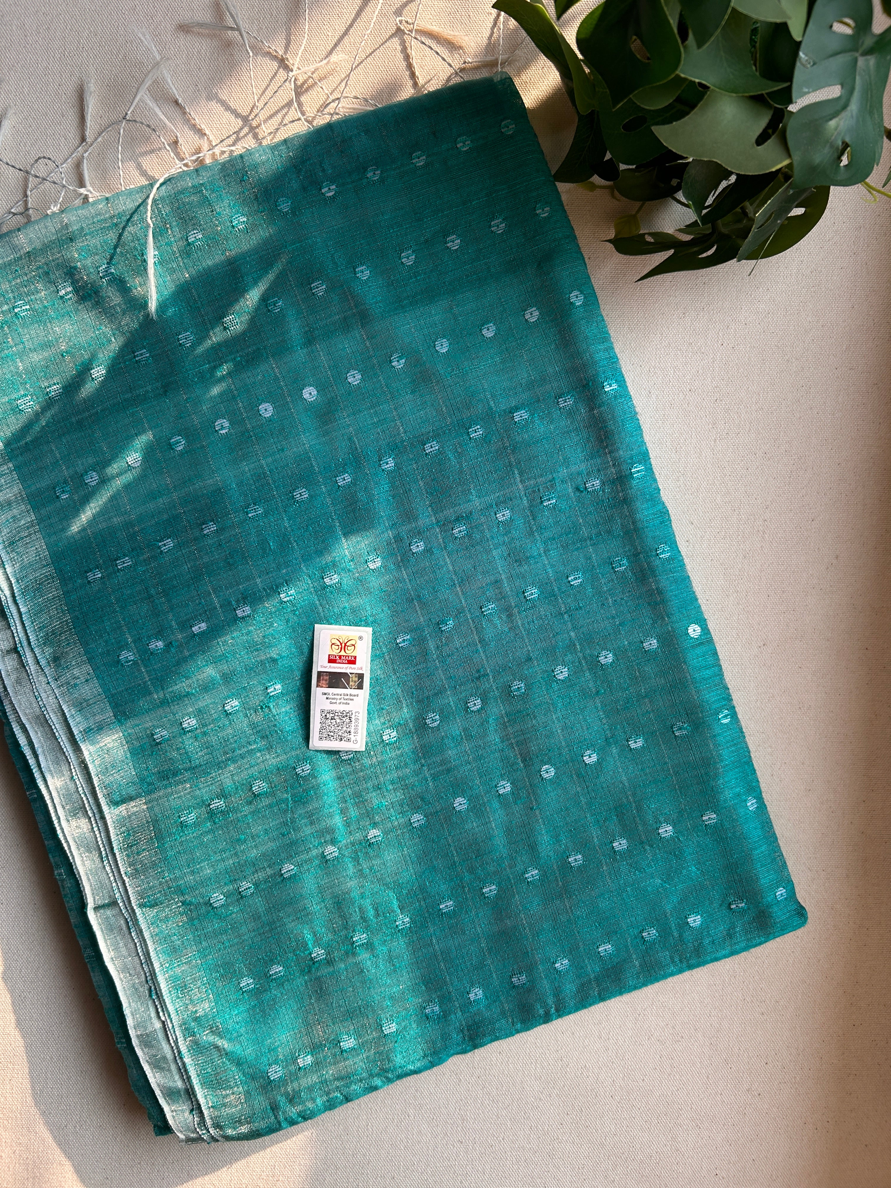 Handloom Sea Blue Matka Muslin Saree