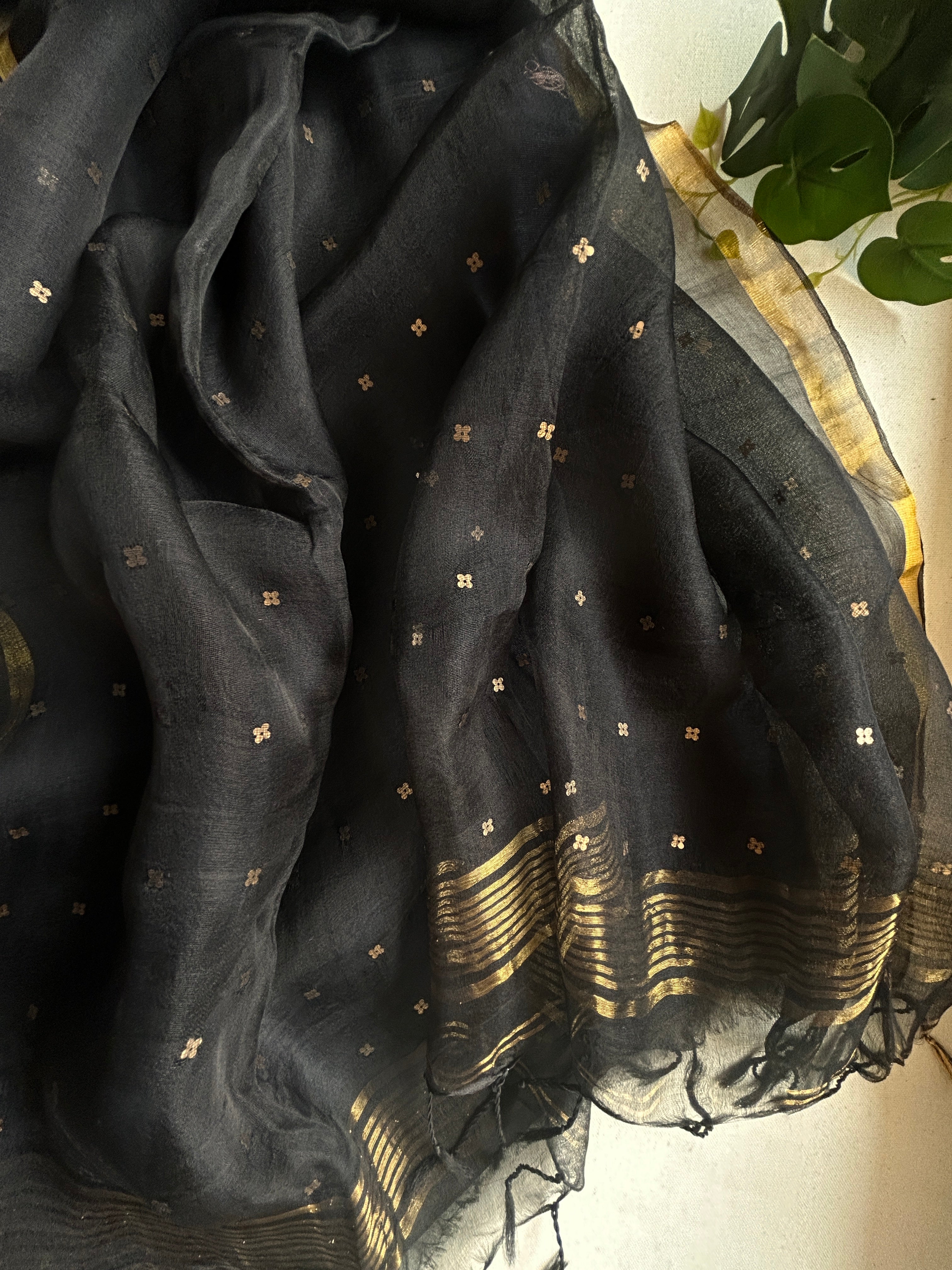 HandwovenPure Muslin Silk Sequen Saree