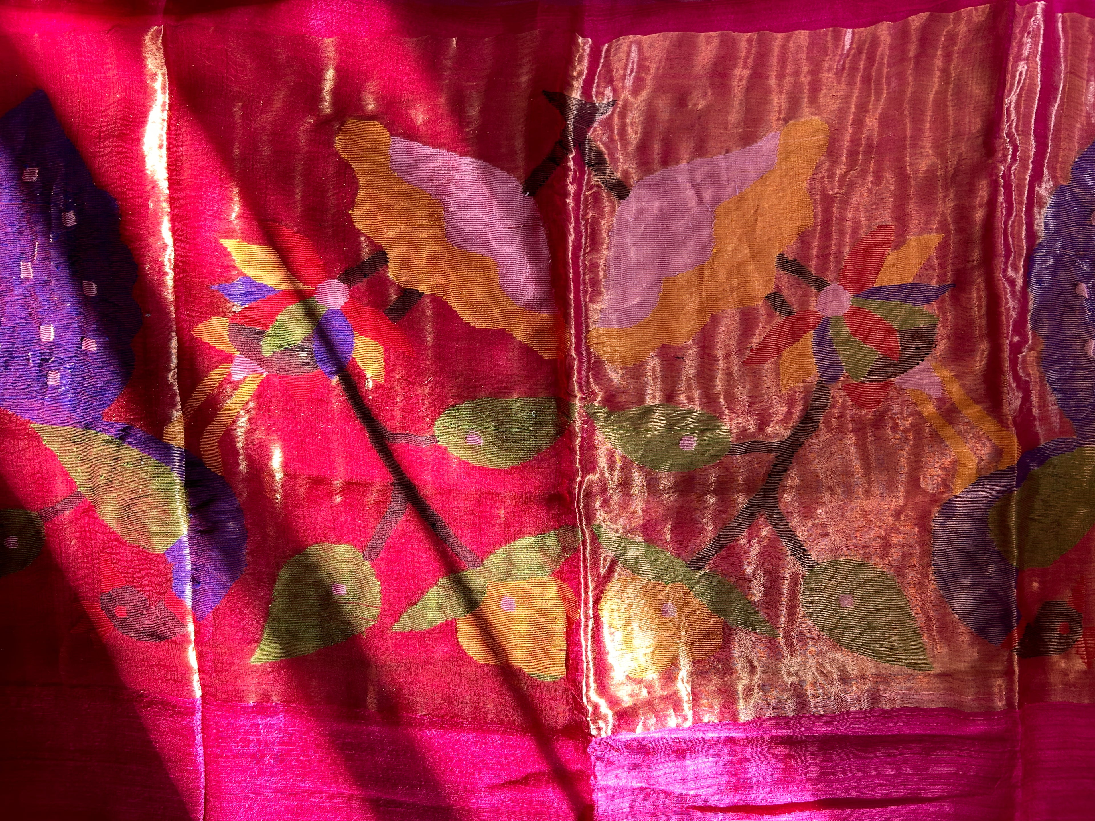 Paithani Pallu Jamdani Weave Matka Muslin Silk Saree